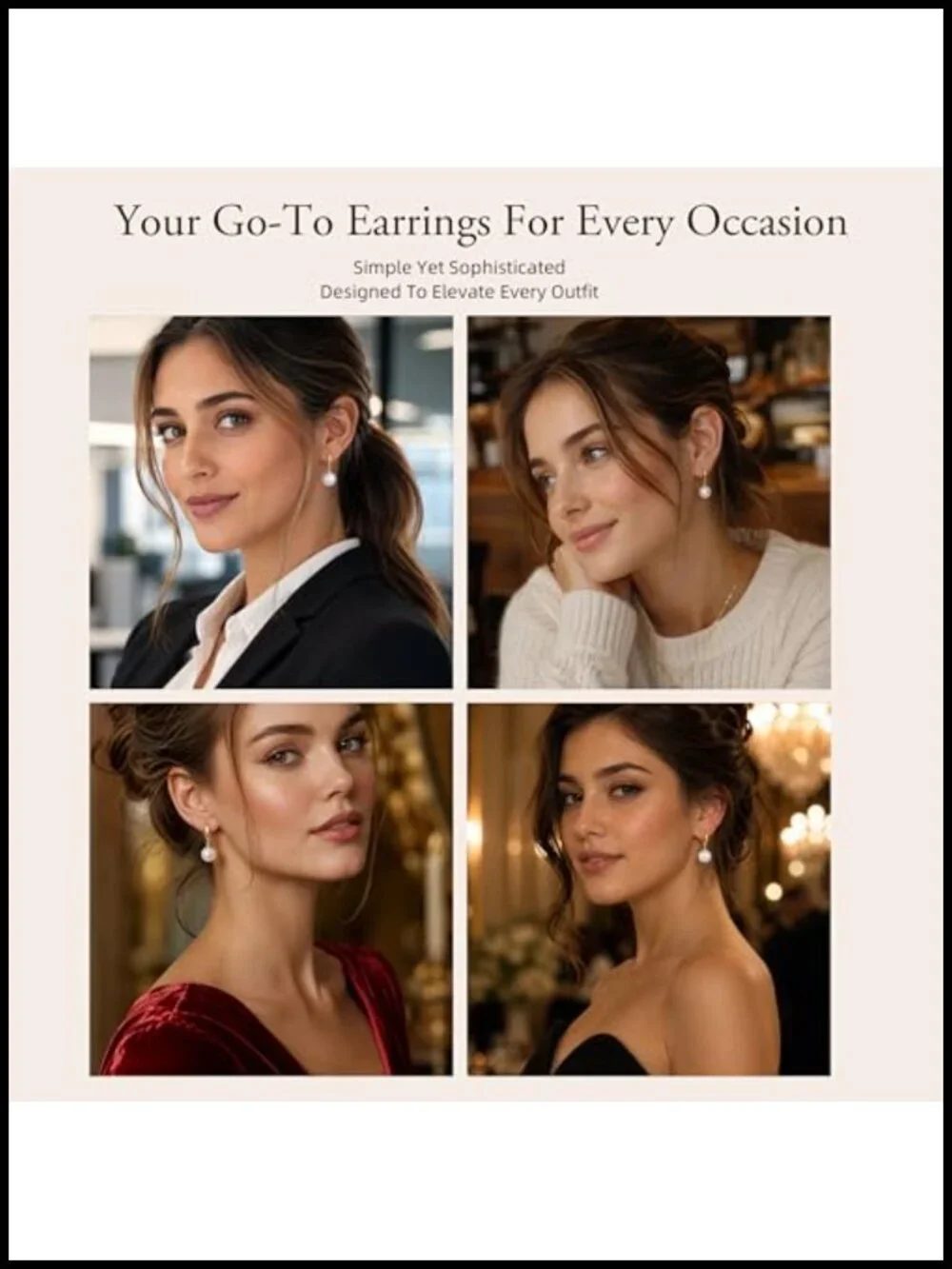 14K Plated Pearl Earring Stack Set - Hypoallergenic Lightweight for Women